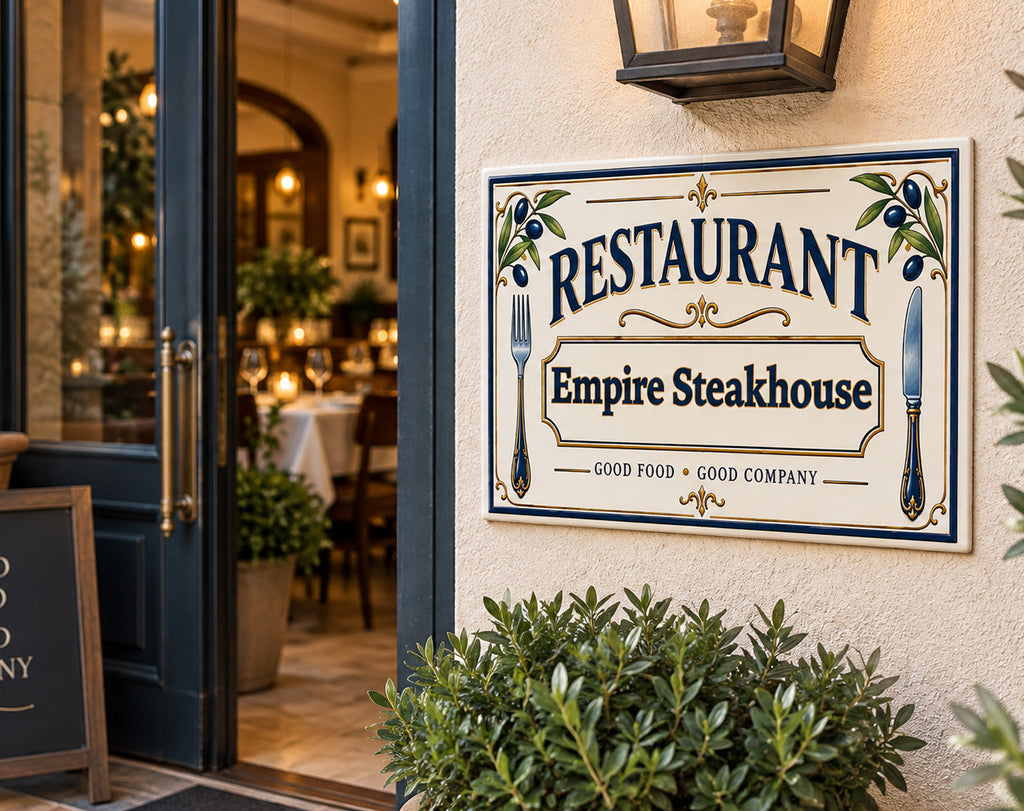 Personalisiertes Restaurantschild aus Keramik – SE9