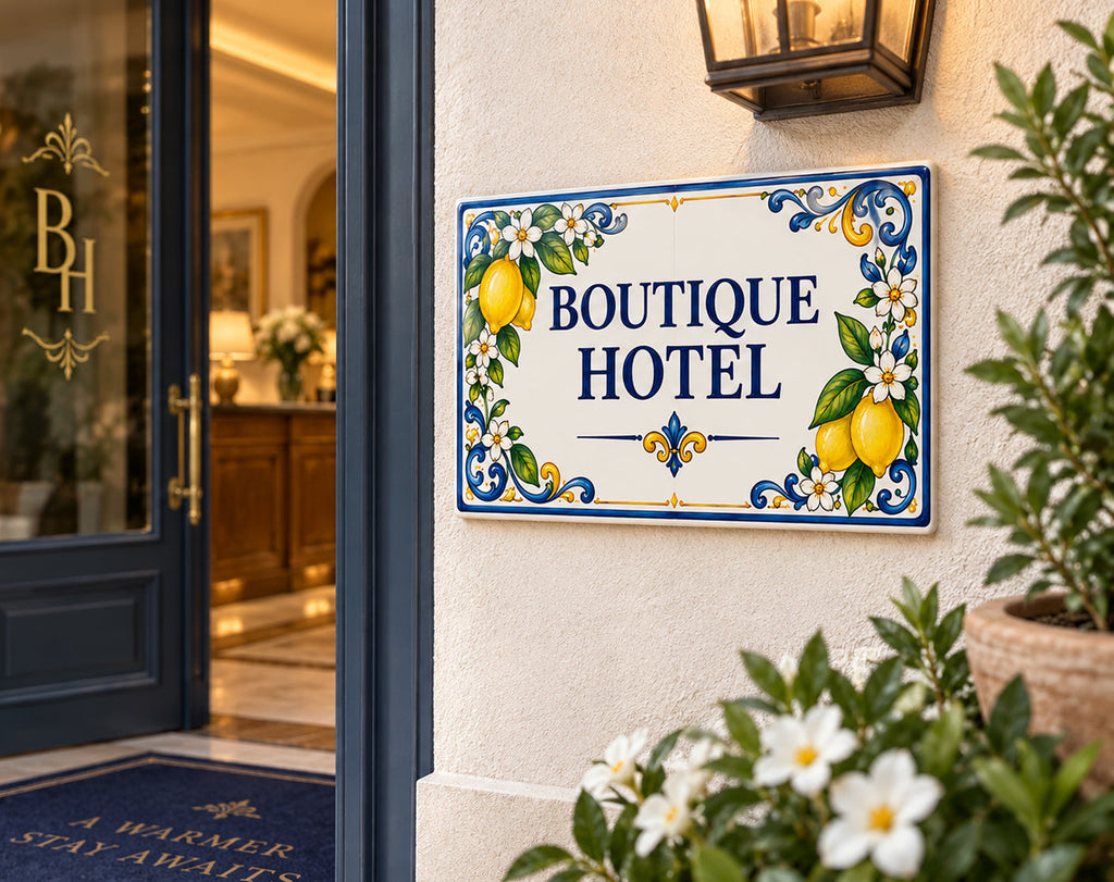 Boutique-Hotelschild aus Keramik – SE7