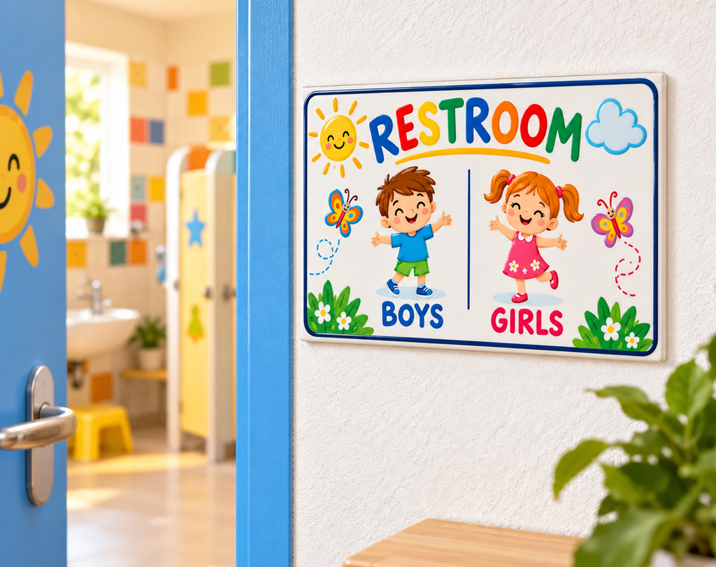 Kinder-Toilettenschild aus Keramik – Jungen & Mädchen – SE6