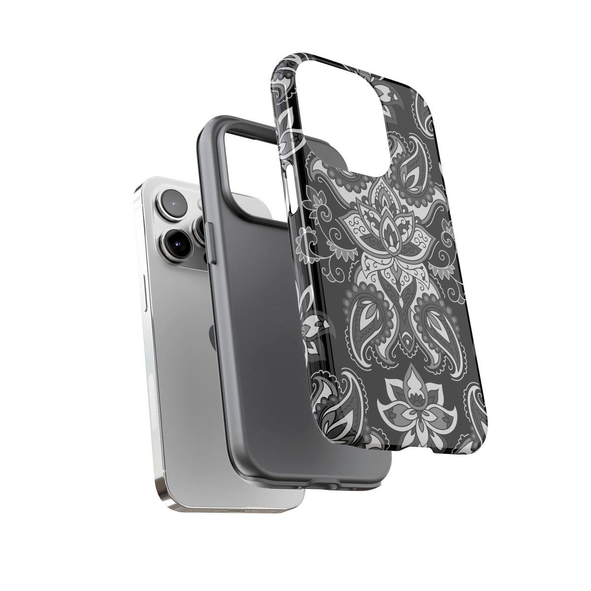 Schwarzes Paisley Handyhülle – Robuste Handyhülle mit Bandana-Muster