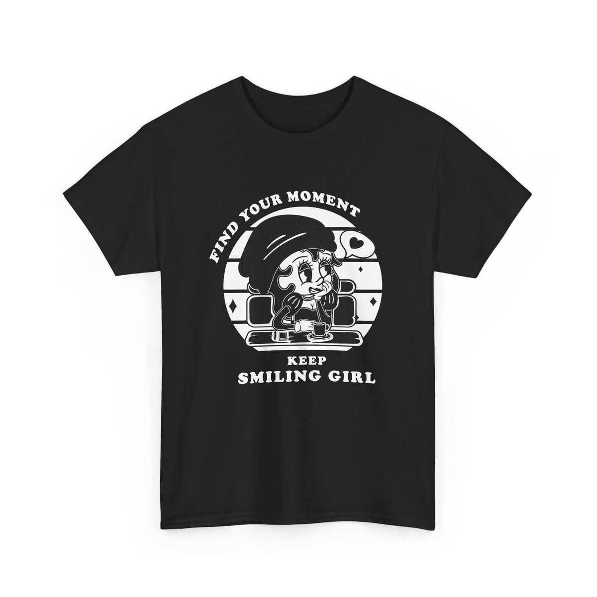 Keep Smiling T-Shirt – Vintage Girl & positiver Spruch Grafik-T-Shirt
