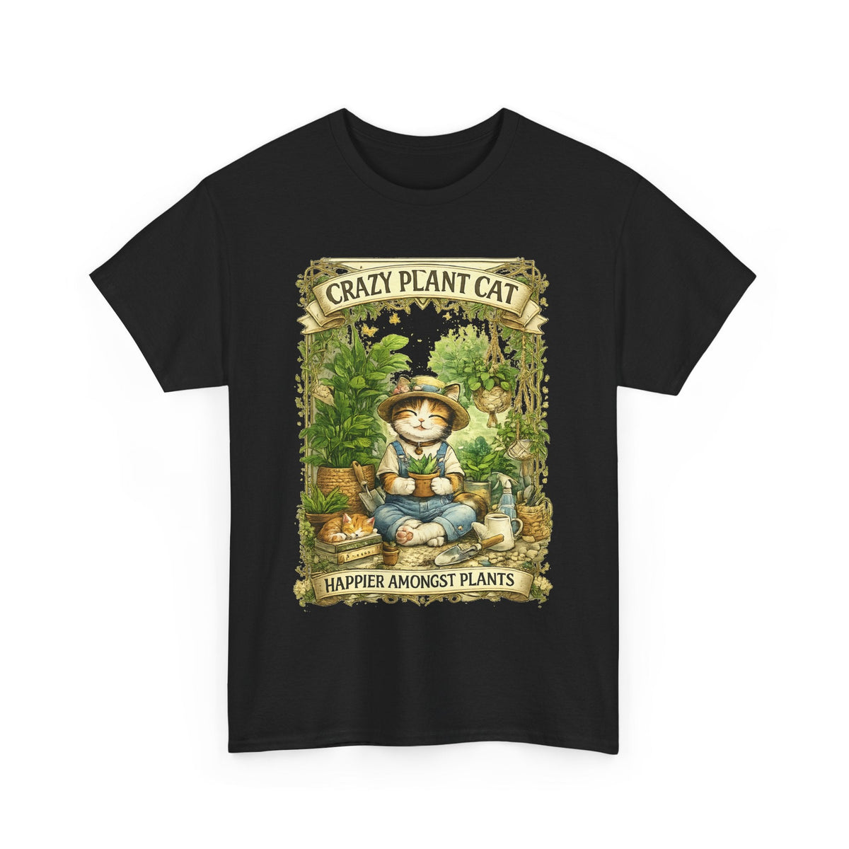 Crazy Plant Cat T-Shirt – Katze & Zimmerpflanzen Grafik-T-Shirt