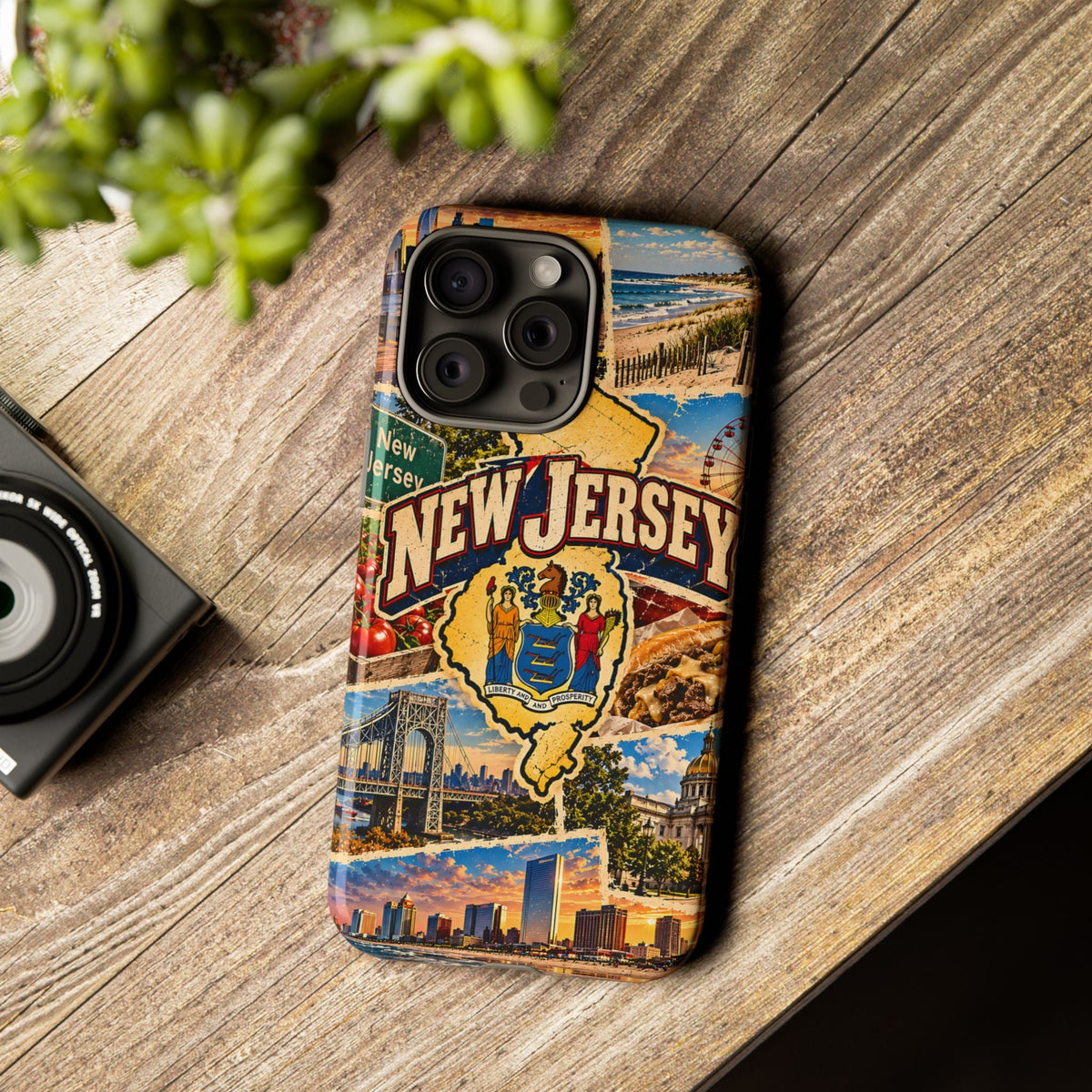 New-Jersey-Reise-Collage Robuste Handyhülle – Vintage-Bundesstaaten-Design