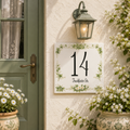 Personalisiertes Hausnummernschild – Bemaltes Keramikdesign P2