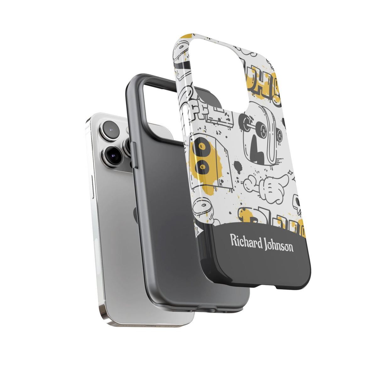 Personalisierte Graffiti Handyhülle mit Namen – Robuste Handyhülle mit Urban-Doodle-Design