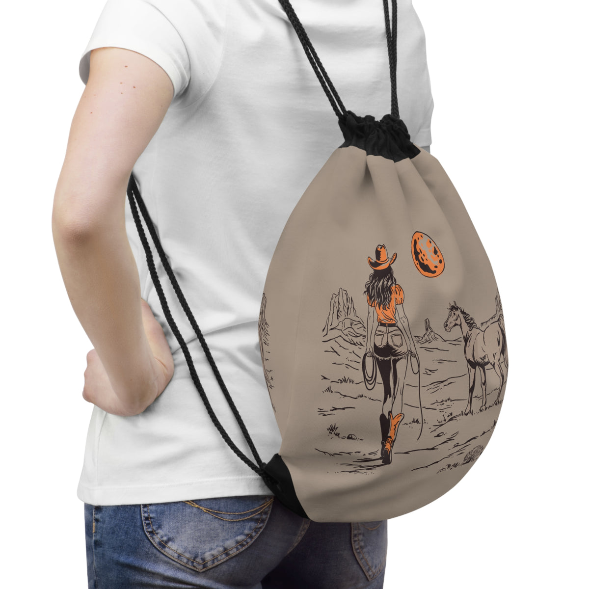 Cowgirl Turnbeutel – Western Pferde & Wüsten Design von Kalabula