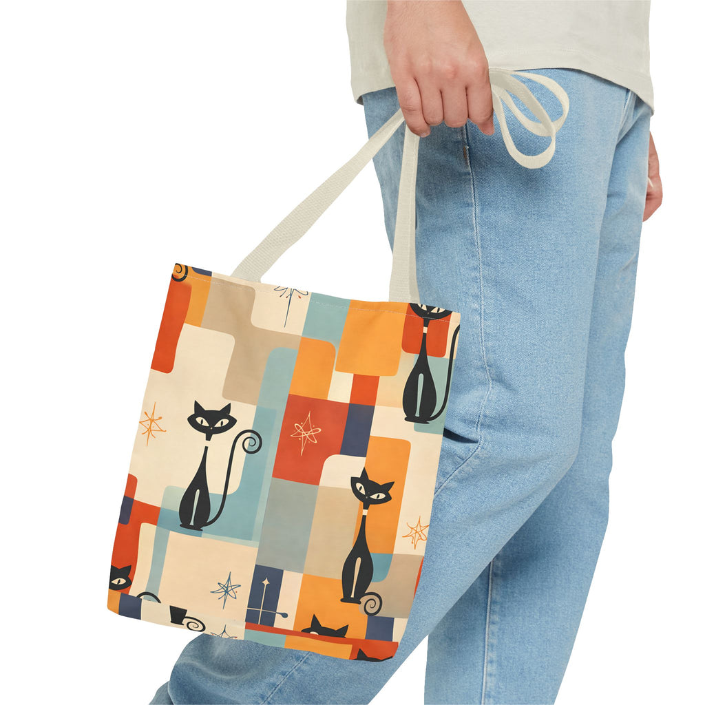 Retro Katzen Stofftasche – Bunte Vintage Katzen Einkaufstasche