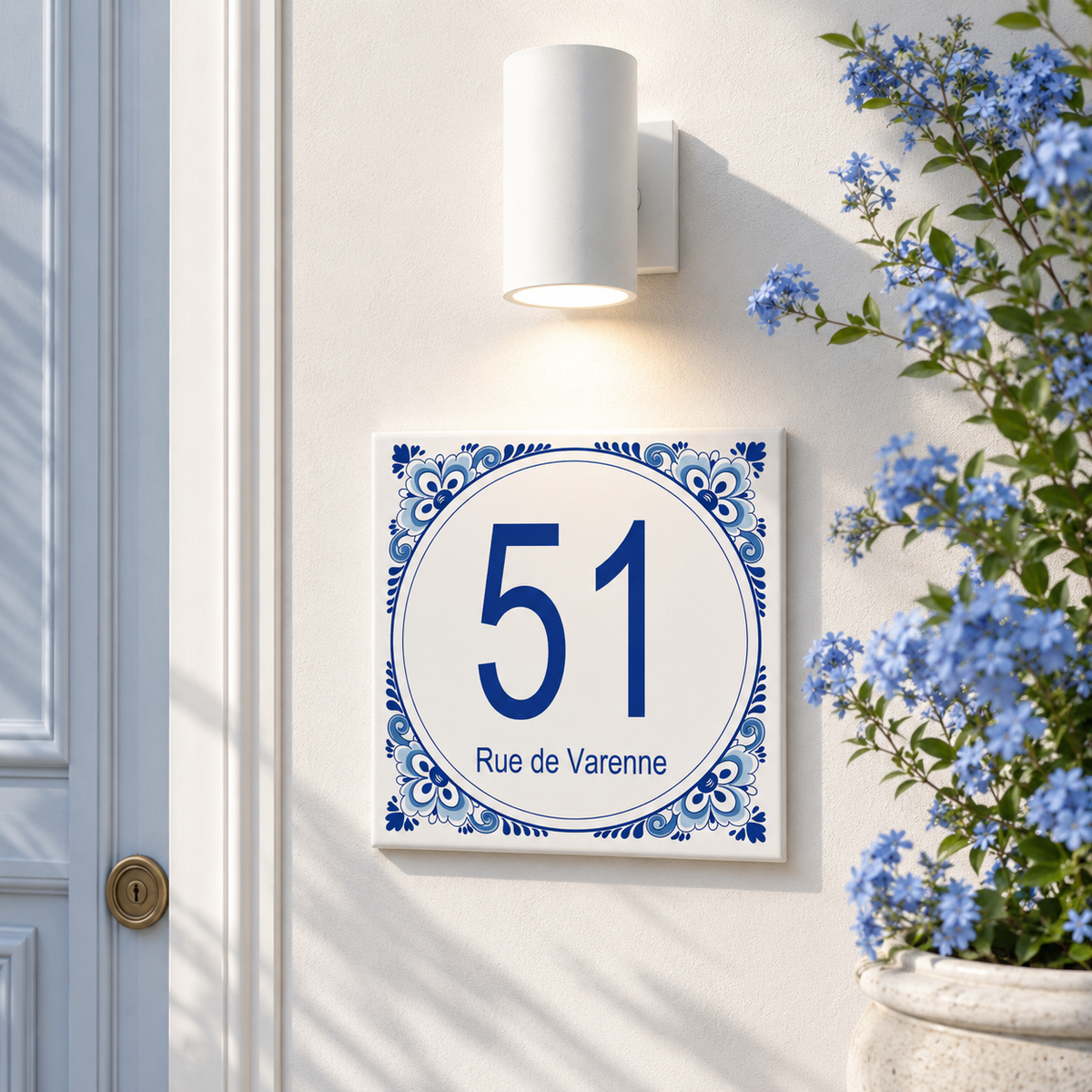 Personalisiertes Hausnummernschild mit Adresse – Keramik P29