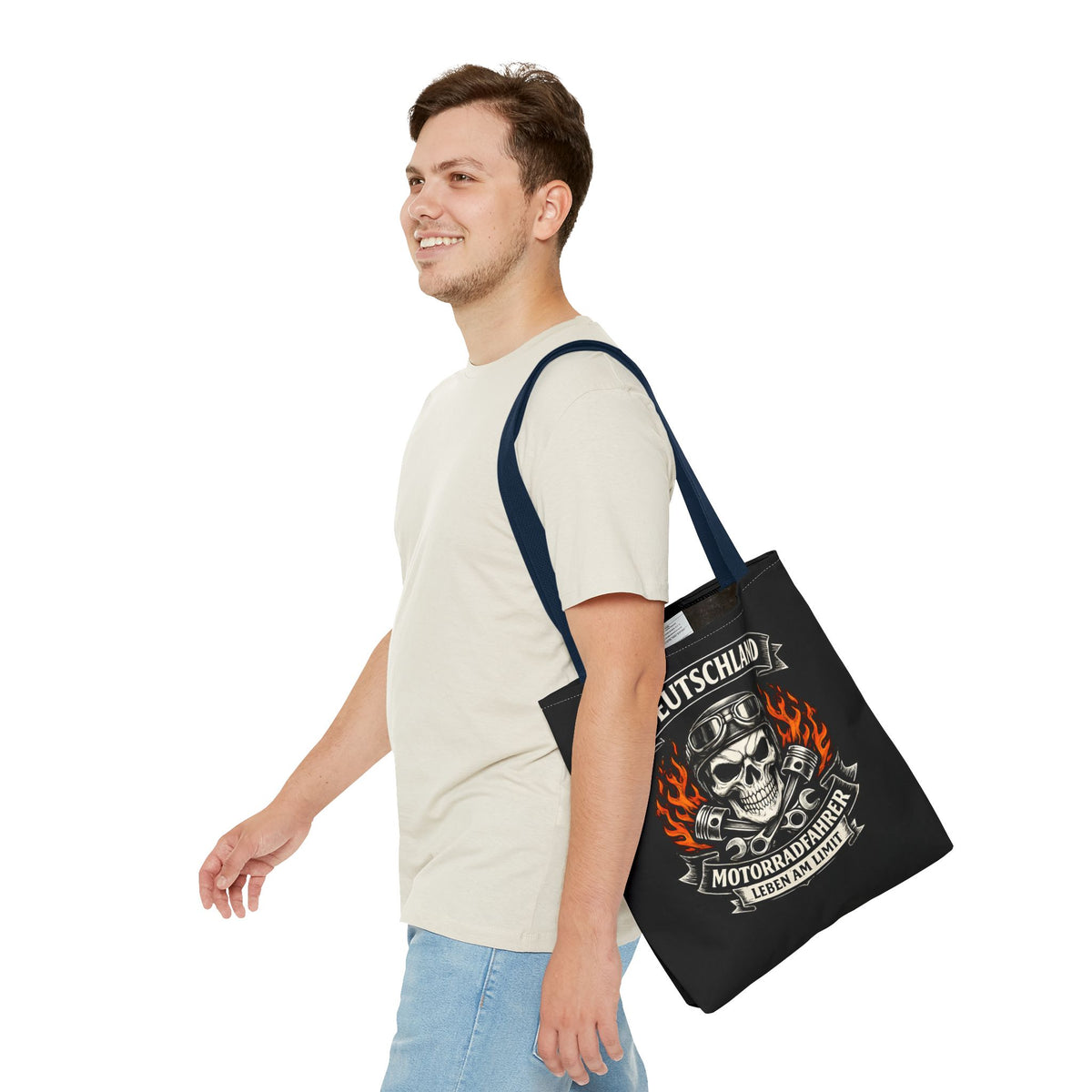 Motorradfahrer Stofftasche – Deutschland Biker Totenkopf Motiv
