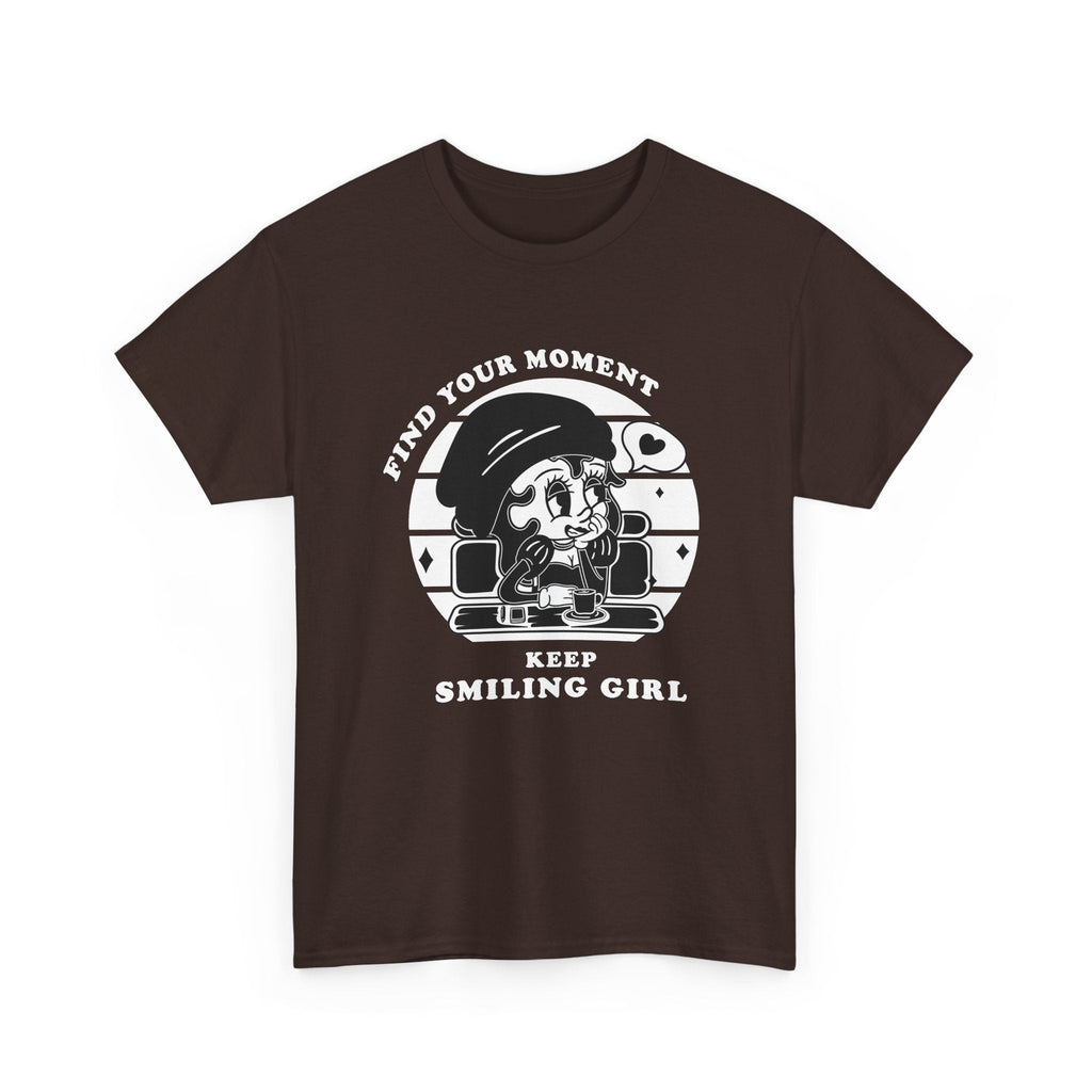 Keep Smiling T-Shirt – Vintage Girl & positiver Spruch Grafik-T-Shirt