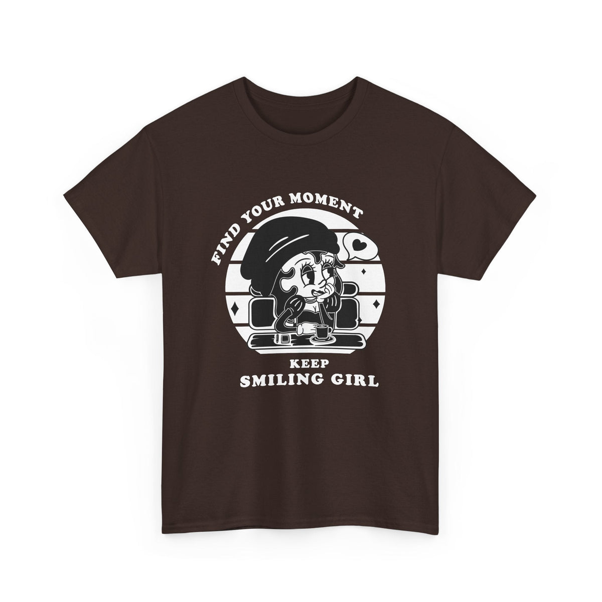 Keep Smiling T-Shirt – Vintage Girl & positiver Spruch Grafik-T-Shirt