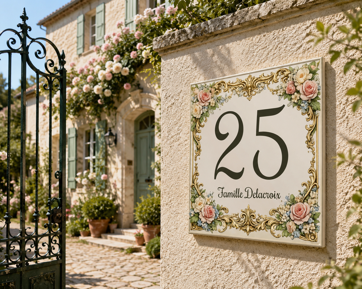 Personalisiertes Hausnummernschild für Pension & Ferienwohnung P20