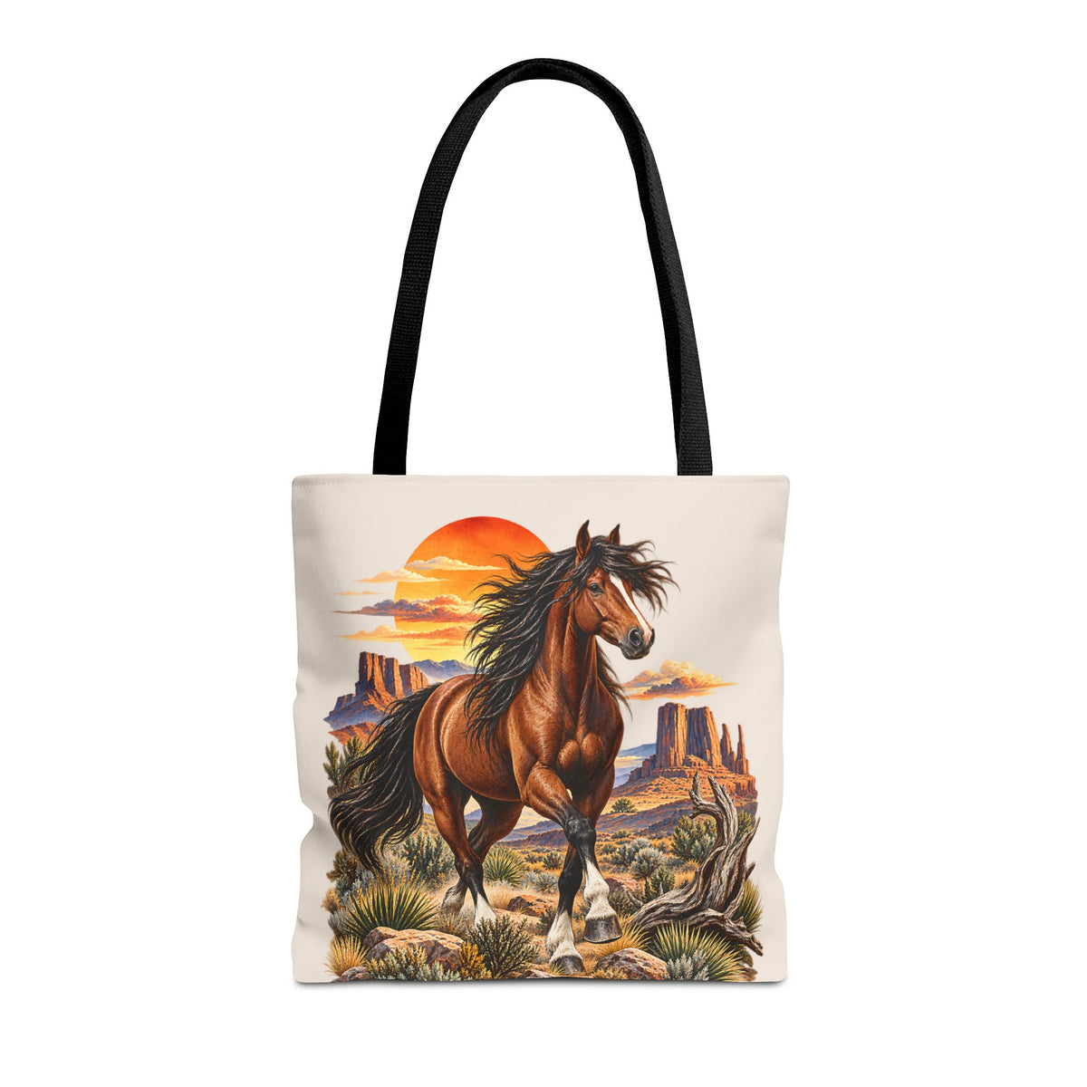 Pferde Stofftasche – Western Wildpferd Einkaufstasche X1