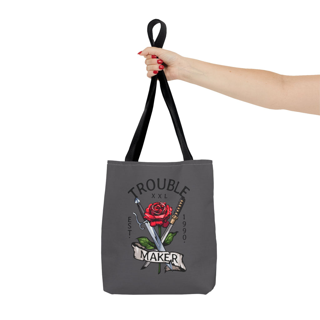Trouble Maker Stofftasche – Rose & Schwerter Tattoo Design