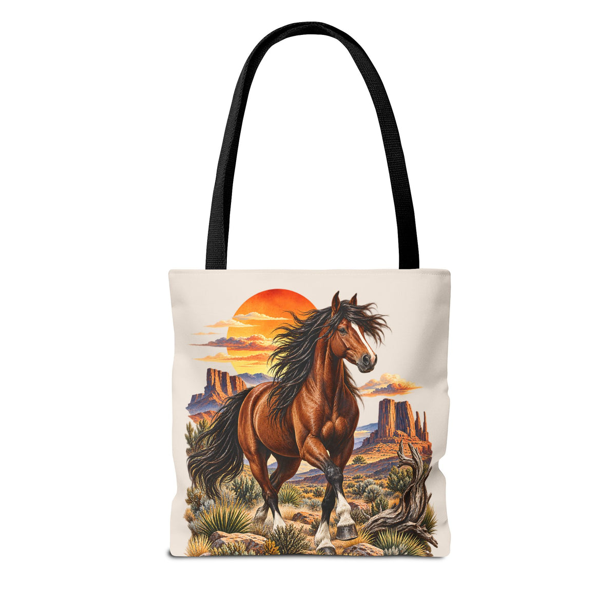 Pferde Stofftasche – Western Wildpferd Einkaufstasche X1