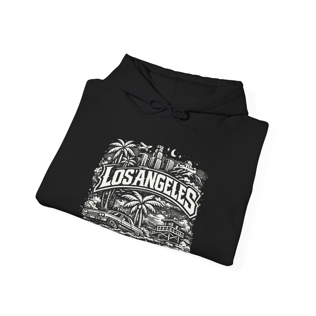 Los Angeles Vintage Skyline Hoodie Retro Palm Tree Cityscape Hoodie – Kalabula