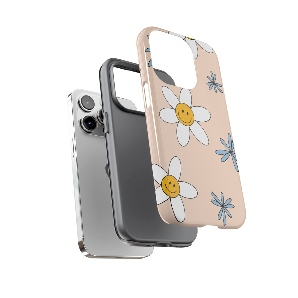 Smiley-Gänseblümchen Robuste Handyhülle – Süßes Retro-Blumendesign