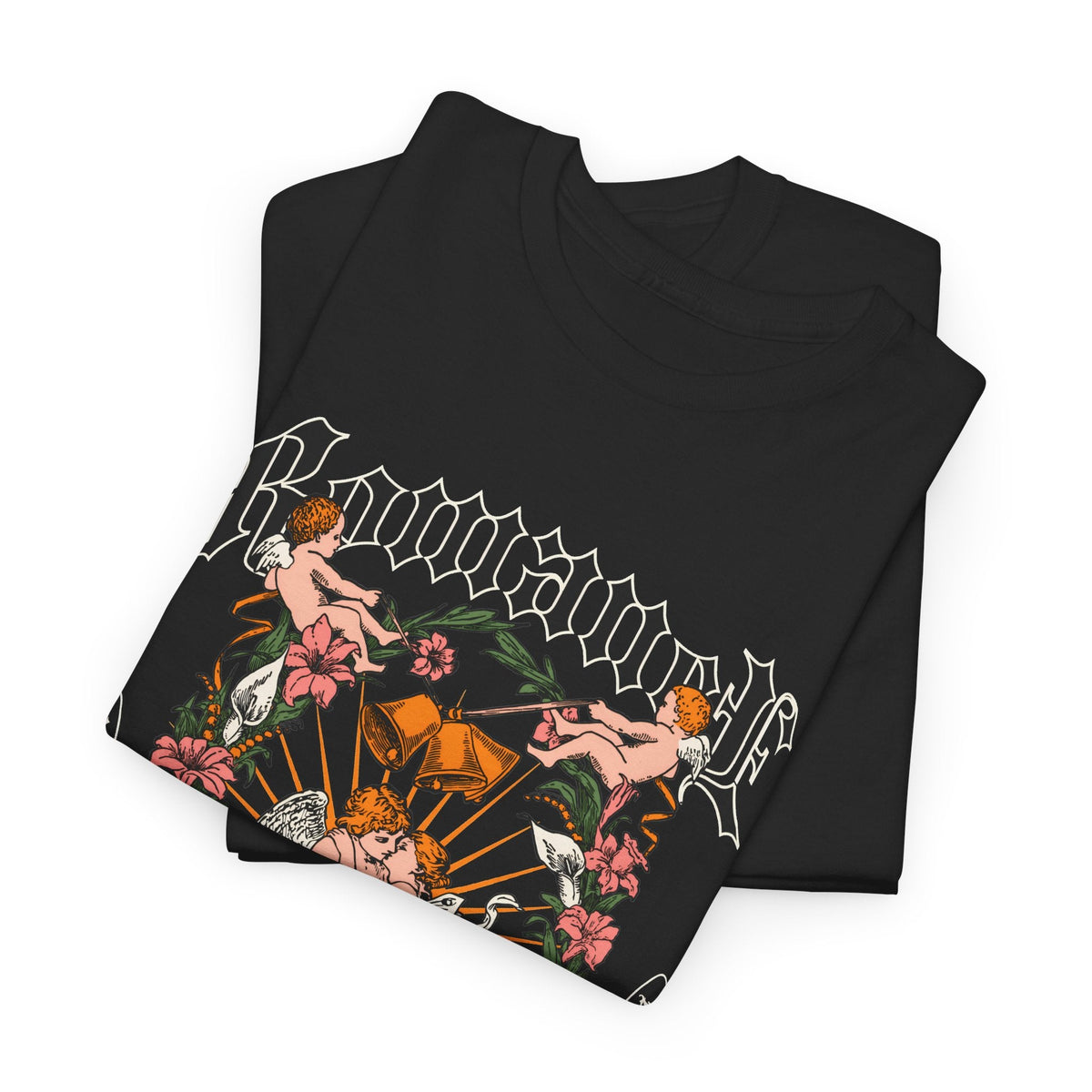 Gothic Floral Angel “Romancer” T-Shirt – Dark Vintage Unisex Grafik-T-Shirt