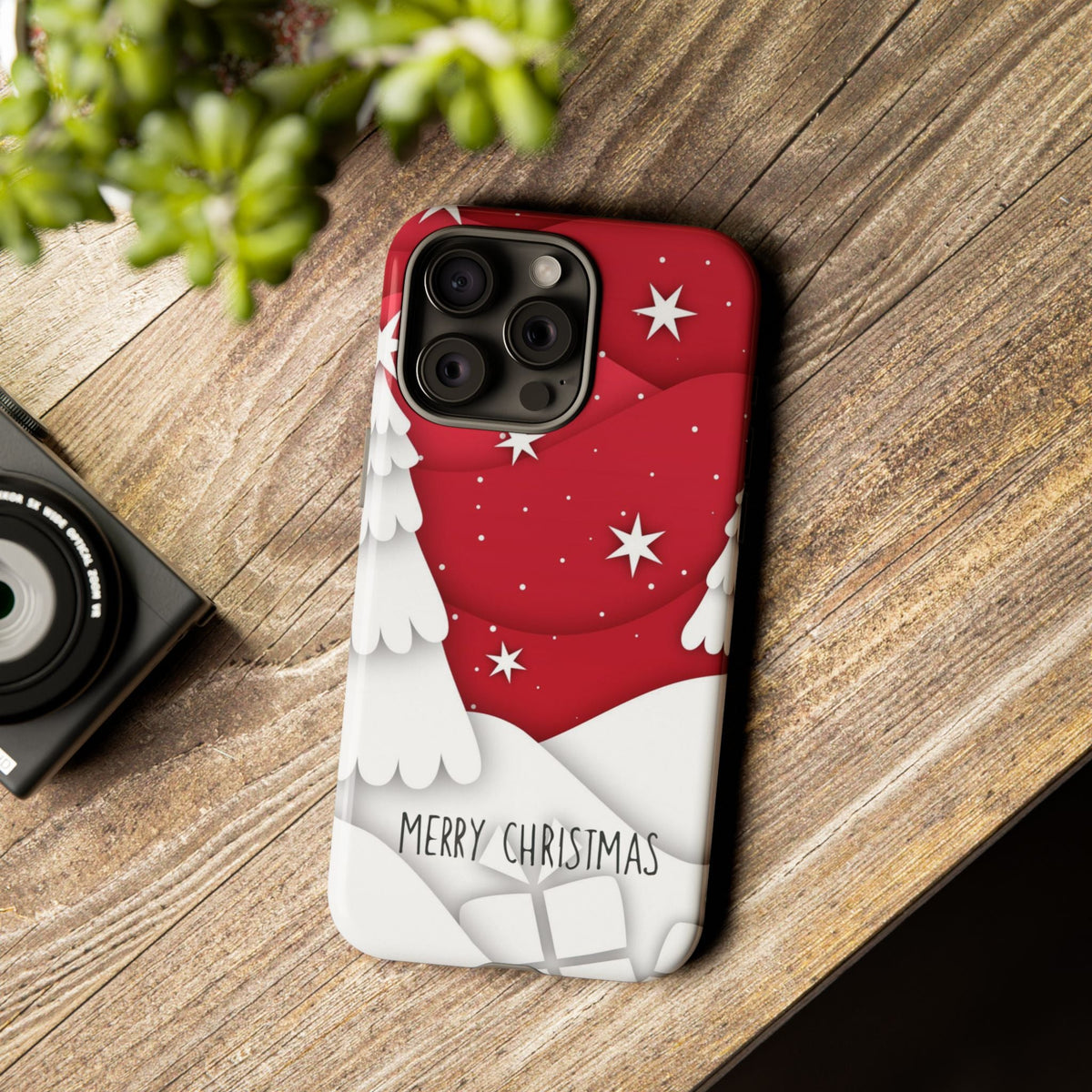 Frohe Weihnachten Handyhülle – Robuste festliche Handyhülle in Rot & Weiß