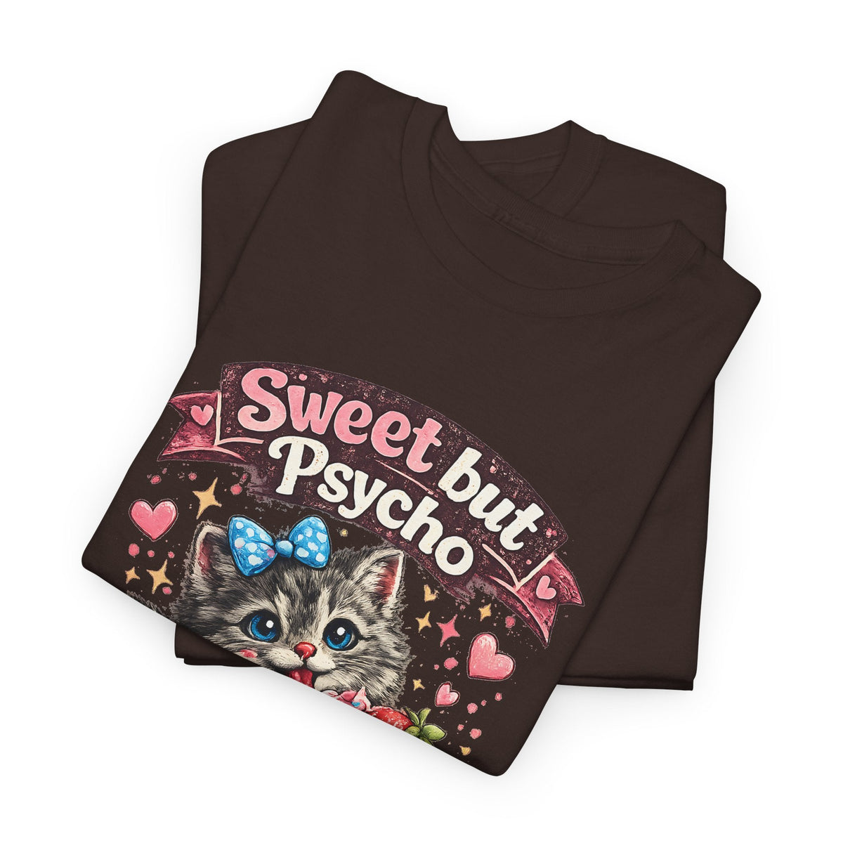“Sweet But Psycho” T-Shirt – Süße lustige Kawaii-Katze Grafik-T-Shirt
