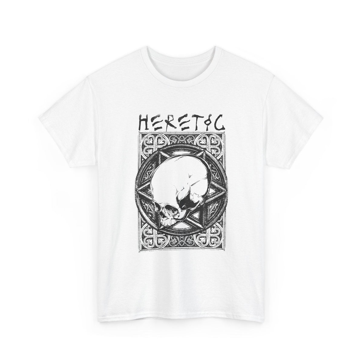 Heretic Skull T-Shirt – Gothic Pentagramm Grafik-T-Shirt