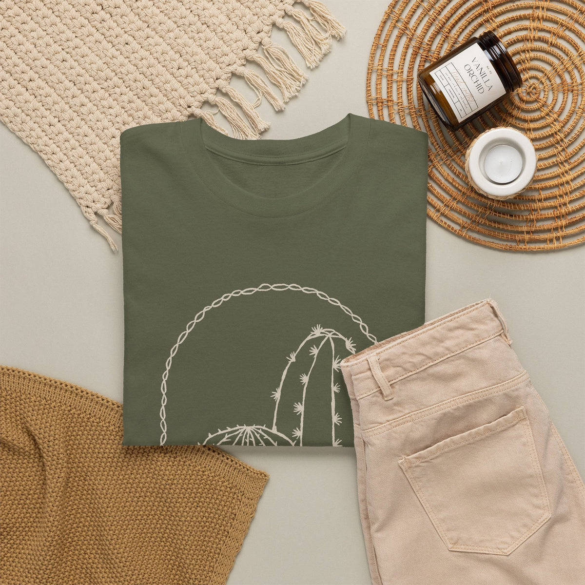 Minimal Cactus T-Shirt – Wüsten-Line-Art Unisex Grafik-T-Shirt
