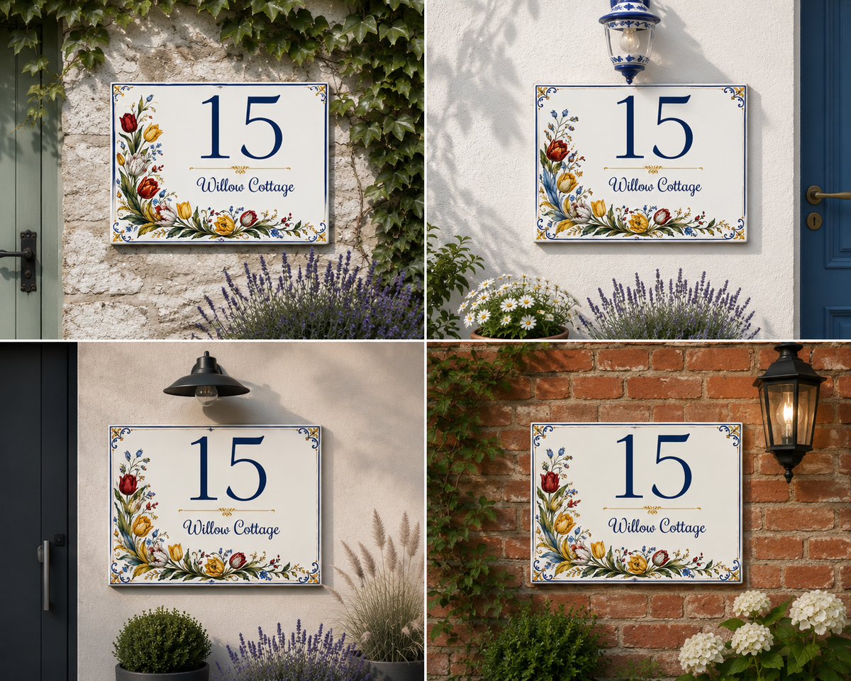 Personalisiertes Hausschild aus Keramik 20×25 cm – Klassisch – S29