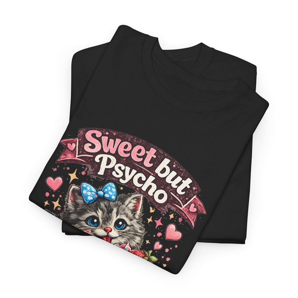 “Sweet But Psycho” T-Shirt – Süße lustige Kawaii-Katze Grafik-T-Shirt