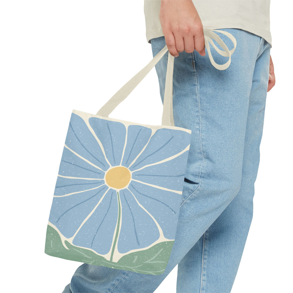 Blaue Blumen Stofftasche – Modernes Floral Design