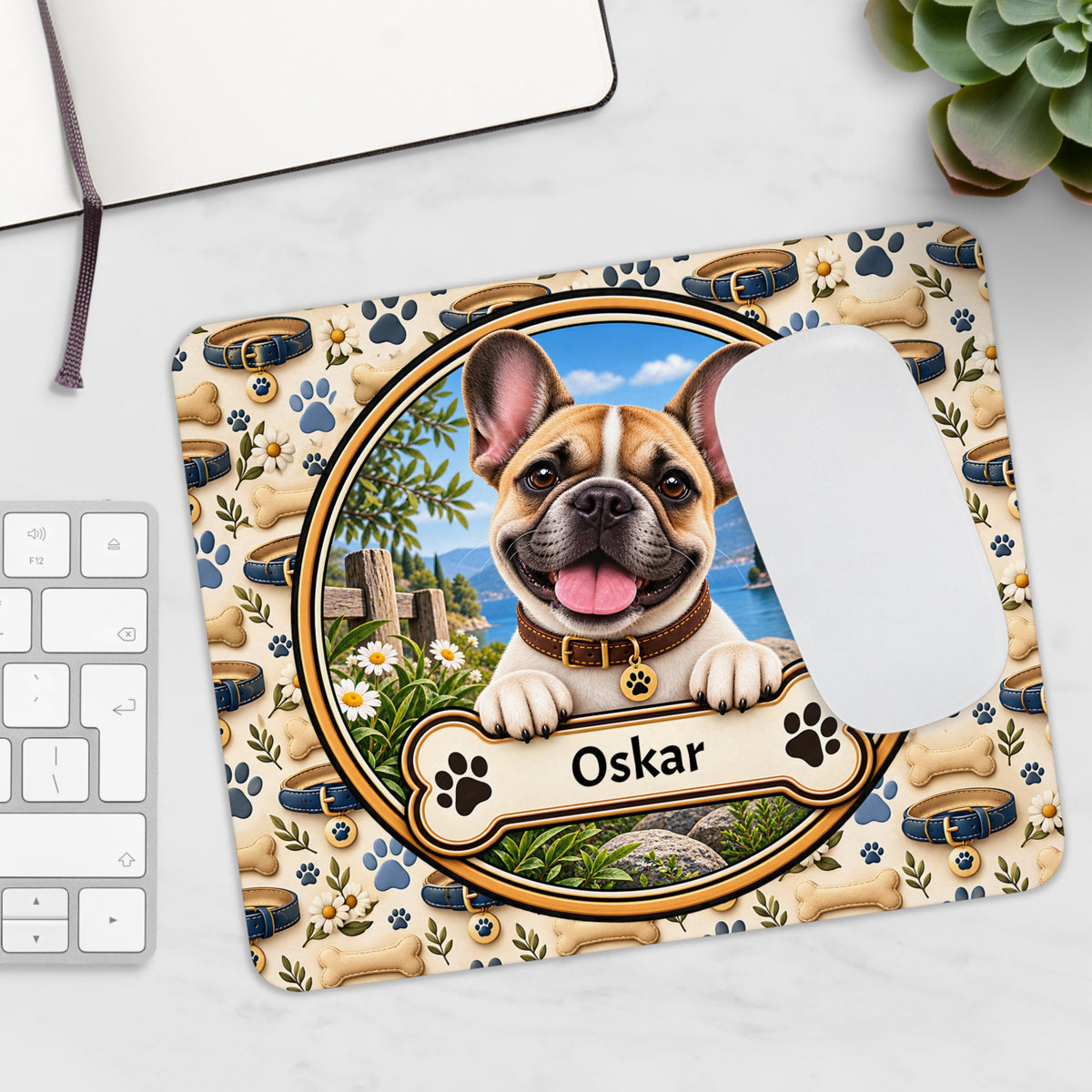 Personalisiertes Französische-Bulldogge-Mousepad mit Name