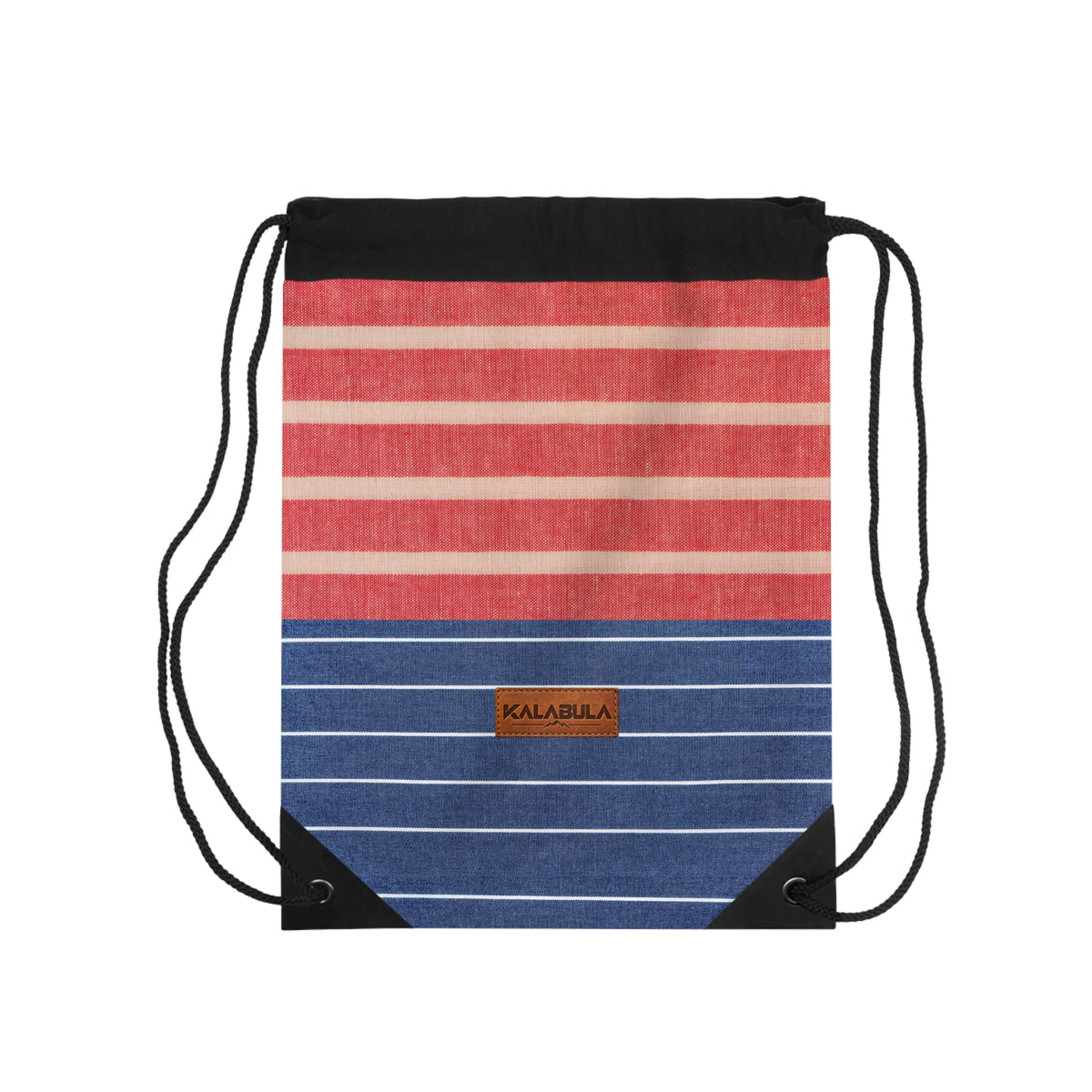 Gestreifter Turnbeutel – Rot Blau Retro Design von Kalabula