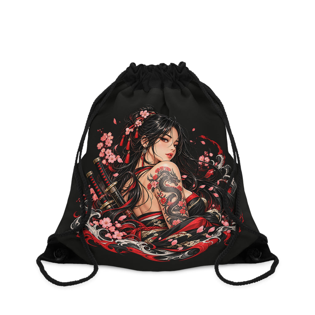 Japanischer Samurai Turnbeutel – Kriegerin & Drachen Design von Kalabula