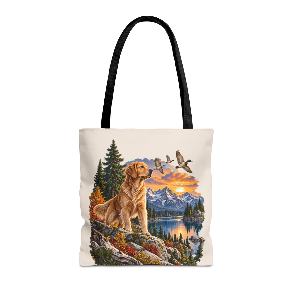Golden Retriever Stofftasche – Hund & Berge Naturmotiv