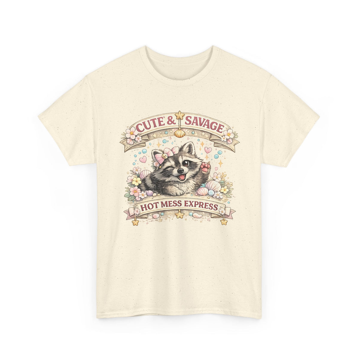 “Cute & Savage” T-Shirt – Lustiger Waschbär „Hot Mess Express“ Grafik-T-Shirt