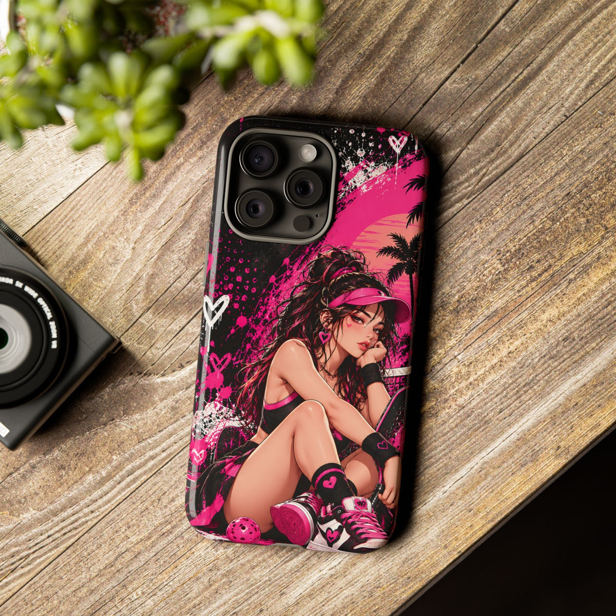 Rosa Grunge-Anime-Girl Handyhülle – Robuste Handyhülle im Urban-Streetwear-Stil