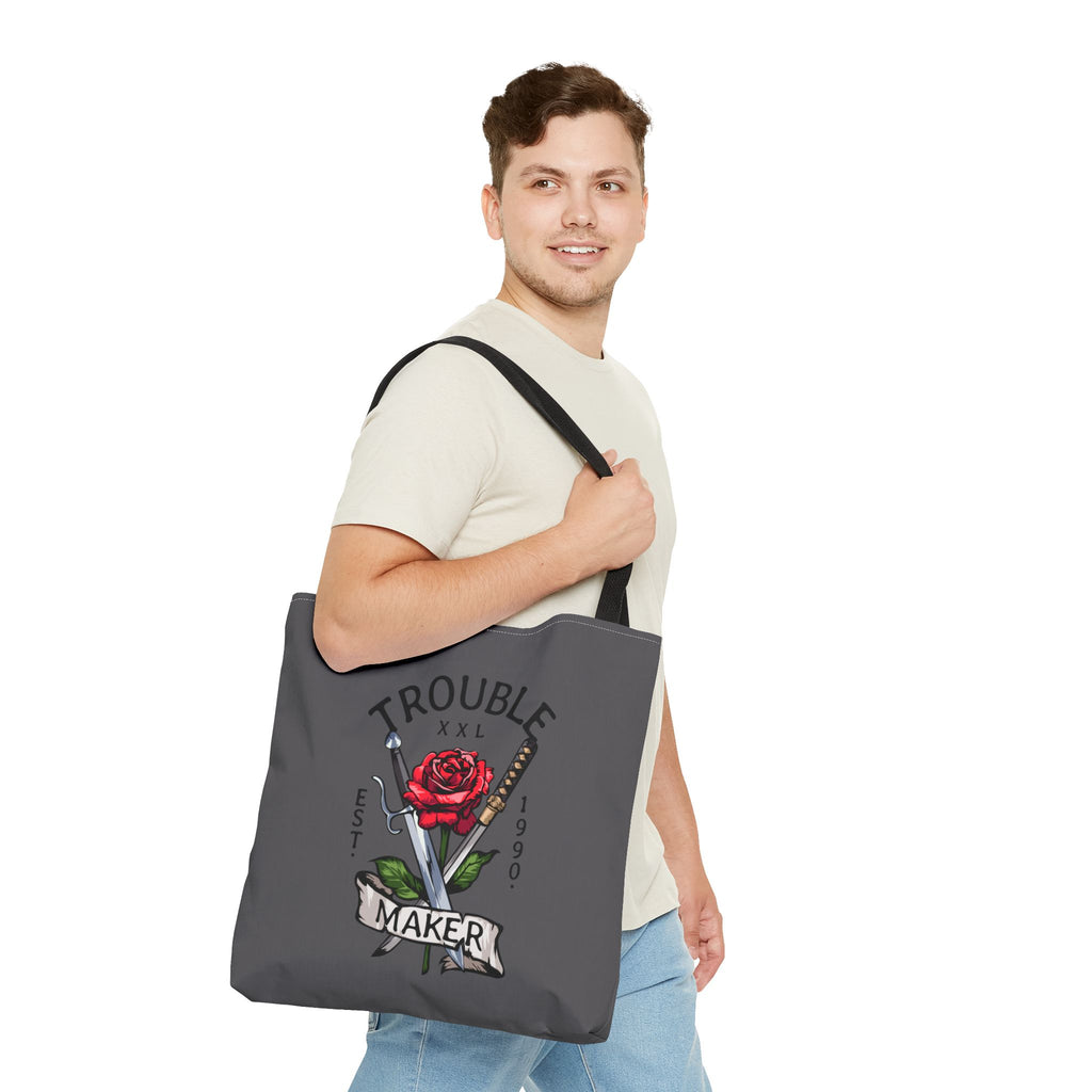 Trouble Maker Stofftasche – Rose & Schwerter Tattoo Design