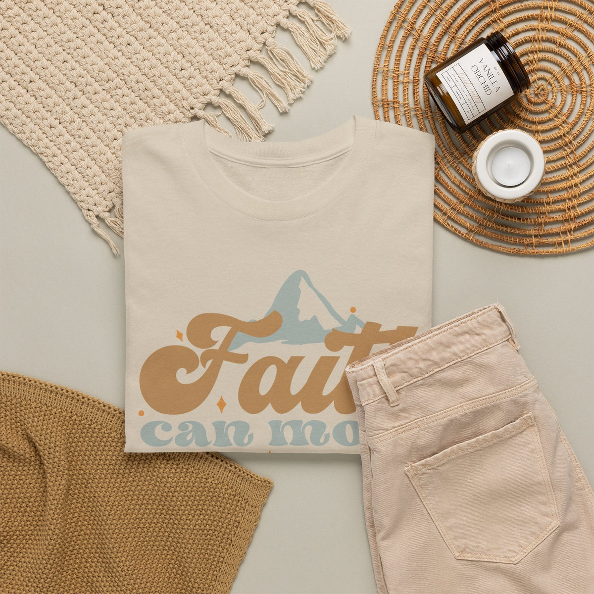 Faith Moves Mountains T-Shirt – Christlicher Glaube Grafik-T-Shirt