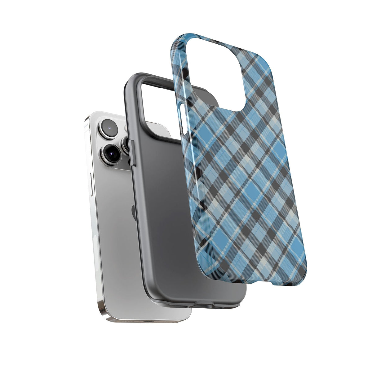 Hellblaues Karo Handyhülle – Robuste Handyhülle mit klassischem Tartan