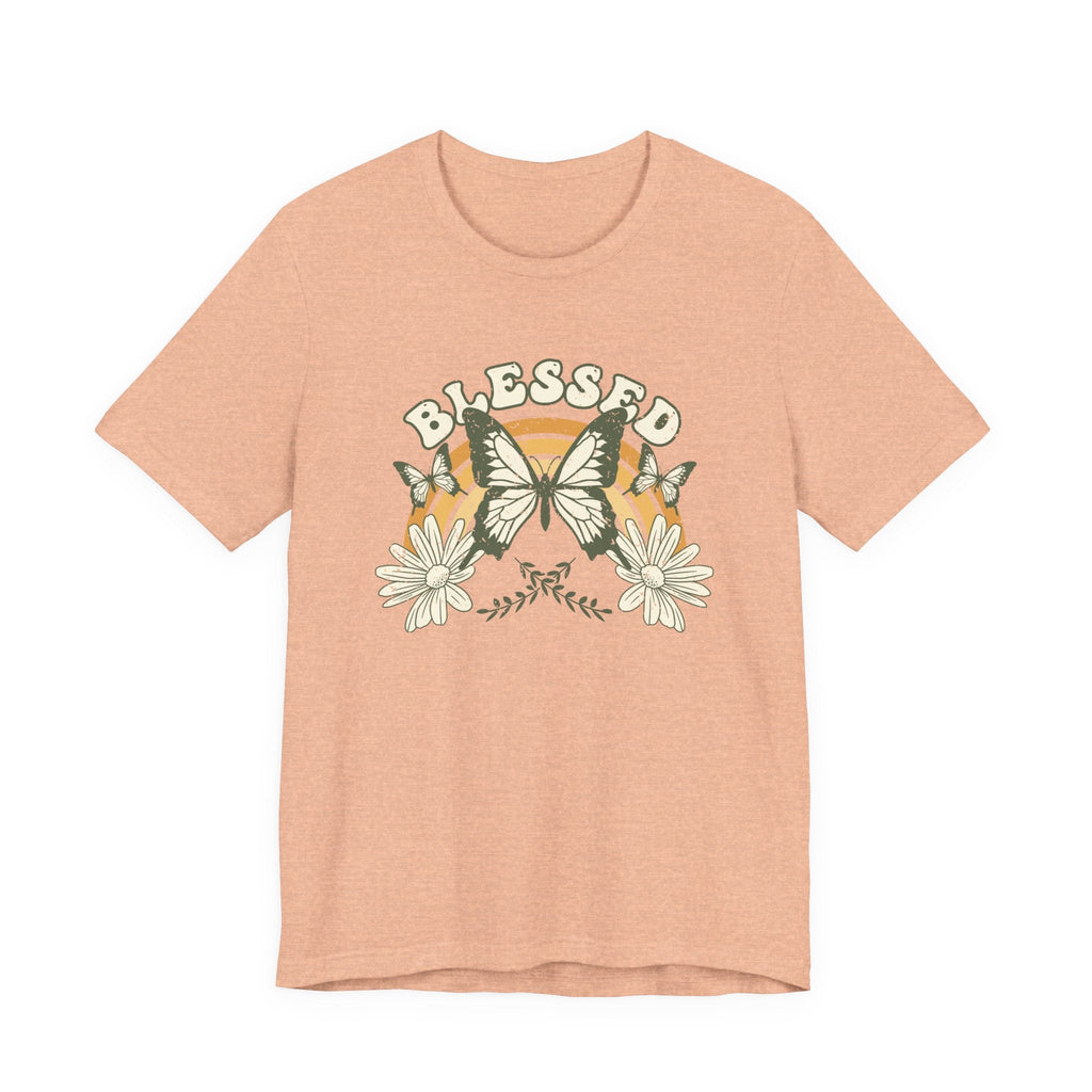 Blessed T-Shirt Butterfly Floral T-Shirt, Inspirierender Glaube T-Shirt, Boho-Christlich Grafik-T-Shirt