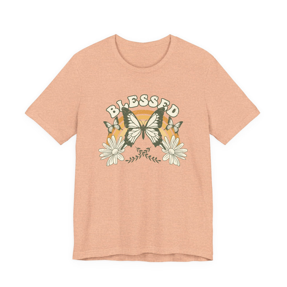 Blessed T-Shirt Butterfly Floral T-Shirt, Inspirierender Glaube T-Shirt, Boho-Christlich Grafik-T-Shirt