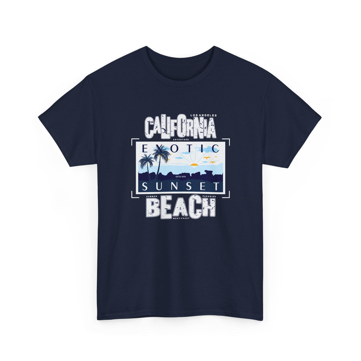 Kalifornien Strand T-Shirt – Sonnenuntergang & Küste Grafik-T-Shirt