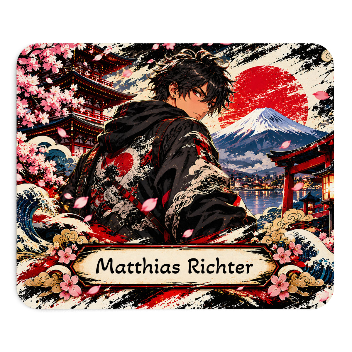 Personalisiertes Anime Mousepad mit Name – Japan Design – Mousepad von Kalabula, 23,2 × 19,4 cm