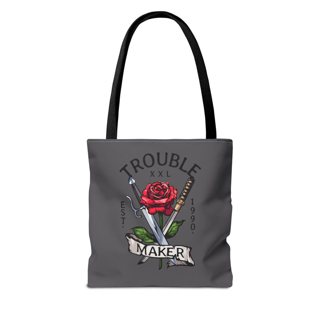 Trouble Maker Stofftasche – Rose & Schwerter Tattoo Design