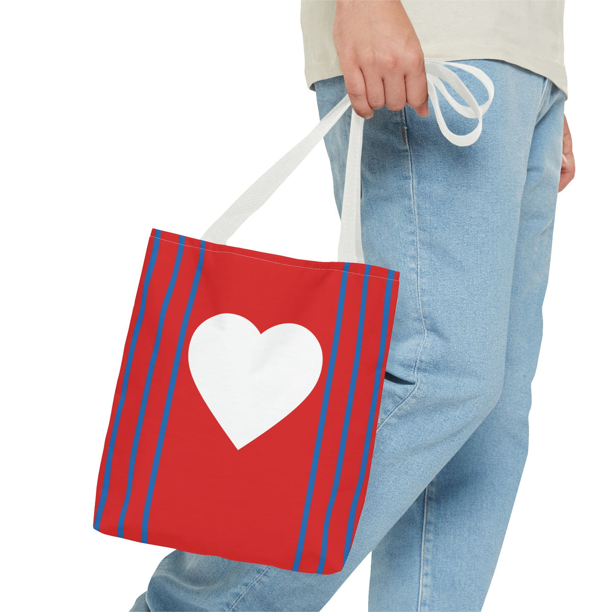 Herz Stofftasche – Rotes Design mit weißem Herz