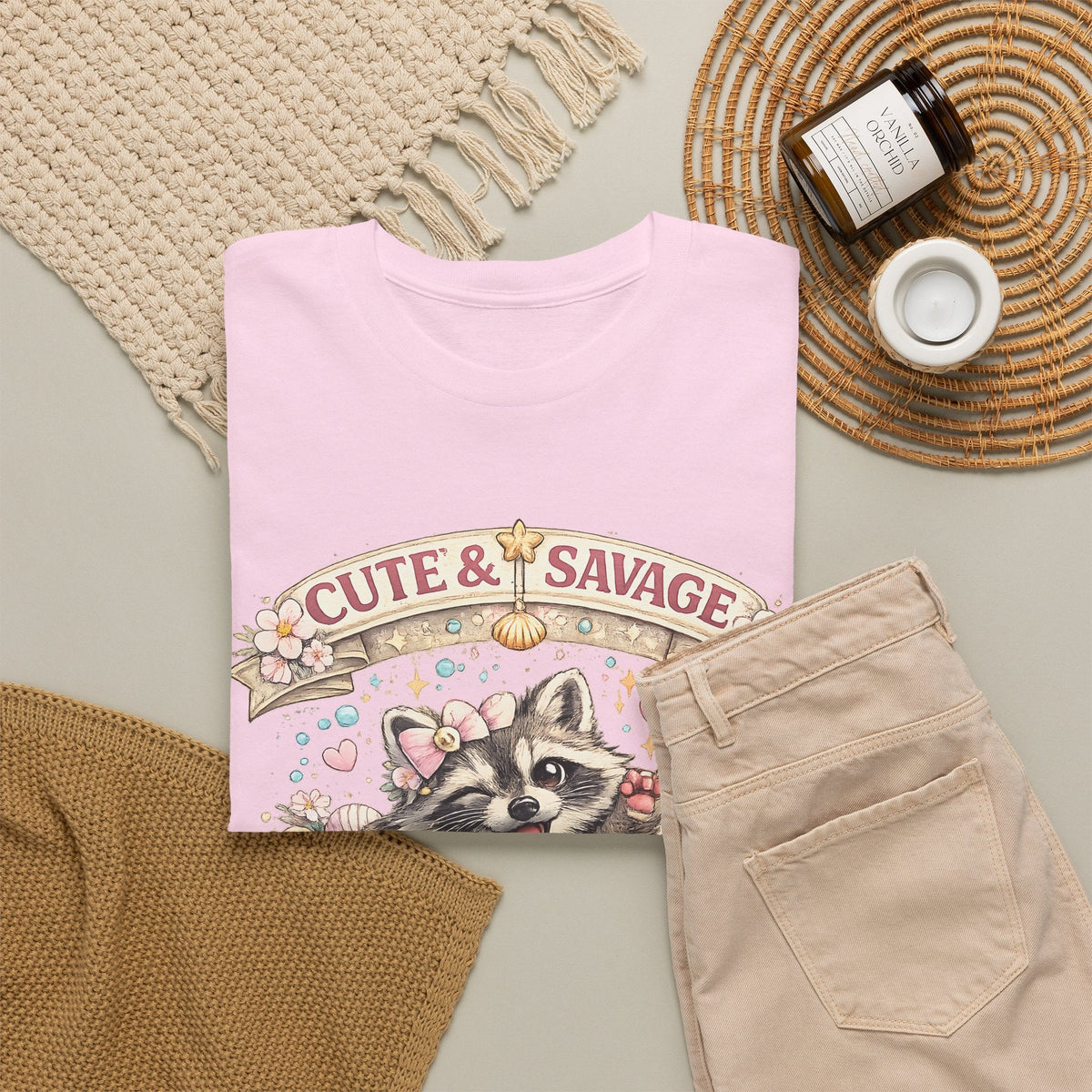 “Cute & Savage” T-Shirt – Lustiger Waschbär „Hot Mess Express“ Grafik-T-Shirt