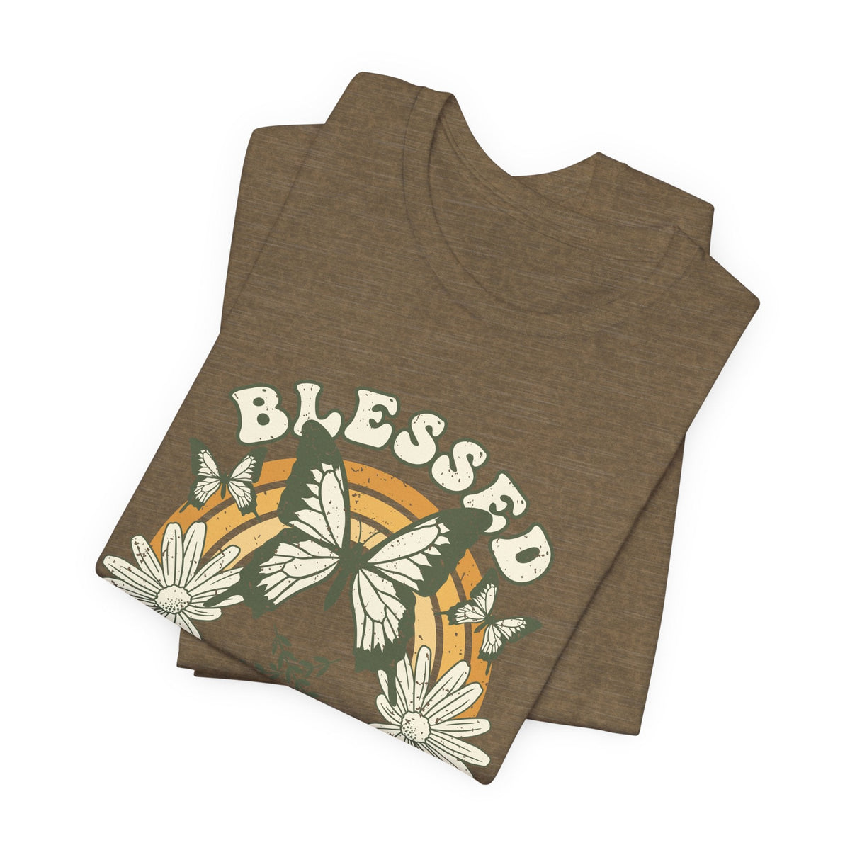 Blessed T-Shirt Butterfly Floral T-Shirt, Inspirierender Glaube T-Shirt, Boho-Christlich Grafik-T-Shirt