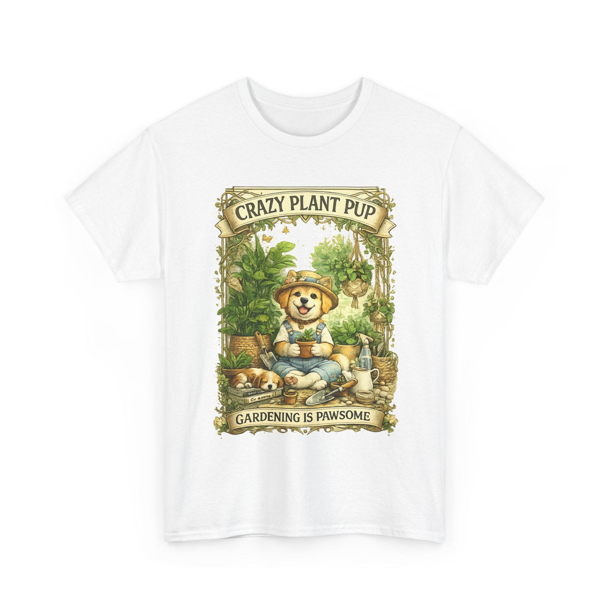 Crazy Plant Pup T-Shirt – Lustiger Hund & Pflanzenfan Grafik-T-Shirt