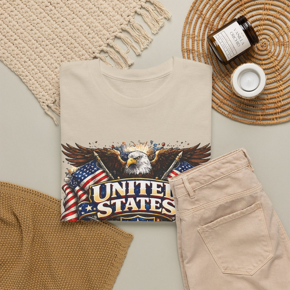 USA Patriotisch T-Shirt – US-Adler & Flagge Grafik-T-Shirt
