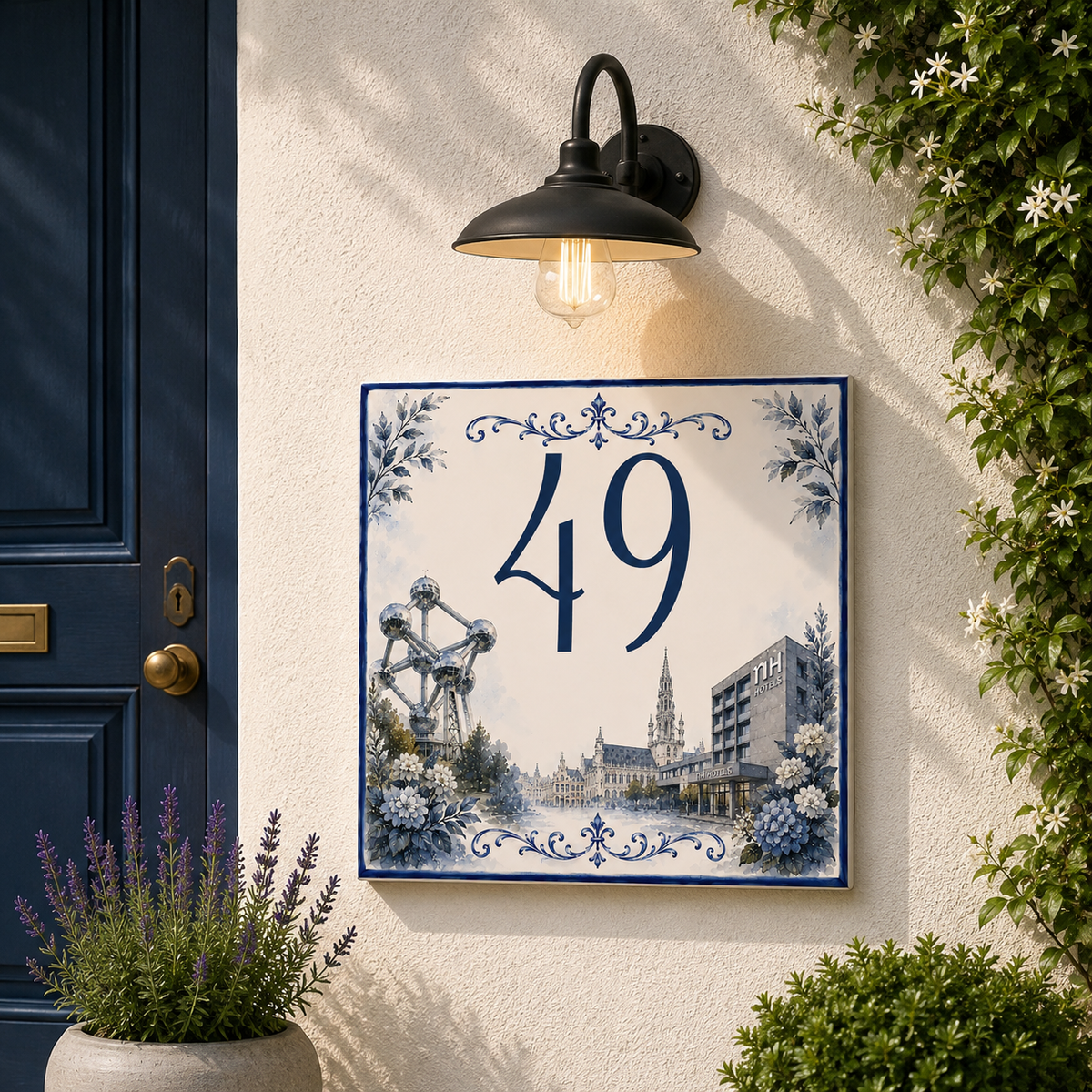 Personalisiertes Hausnummernschild Brüssel Atomium – Keramik P45