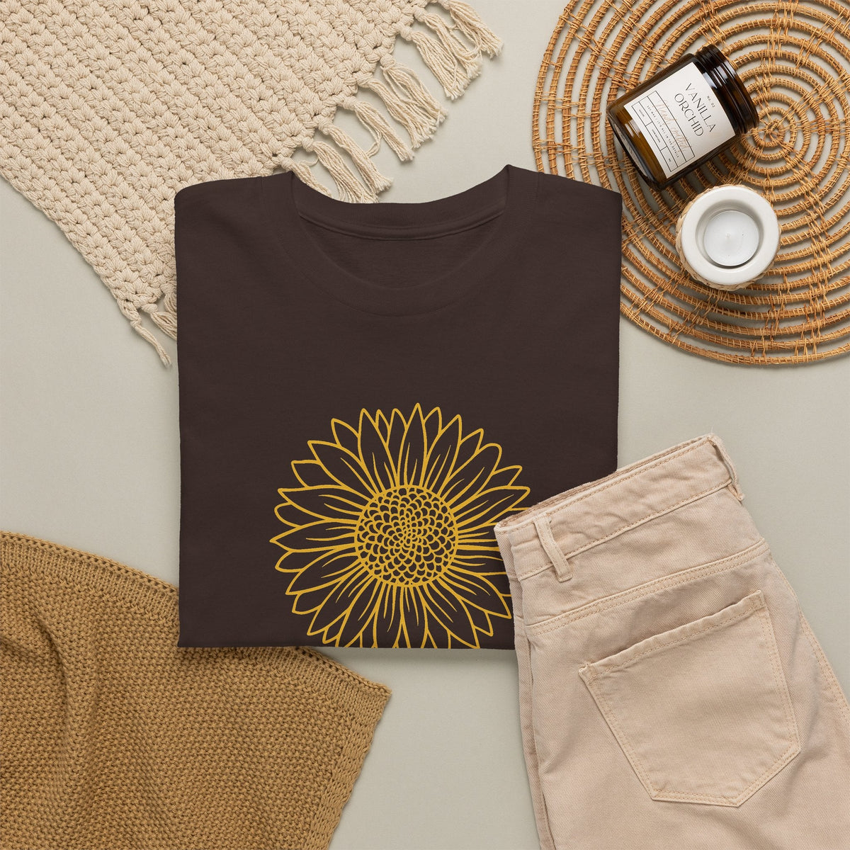 Minimal Sunflower T-Shirt – Blumen-Line-Art Grafik-T-Shirt